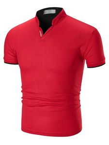 Chemise Homme 100% Coton Coupe Droite Manches Courtes Col V Respirante Infroissable Décontractée Couleur Unie Logo Avant - Product Image 2