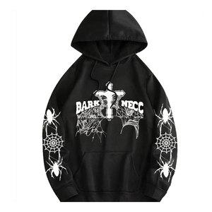 Sweat à capuche unisexe personnalisé de haute qualité, imprimé toile d'araignée noire, en molleton, coupe ample, avec poche, écologique, séchage rapide, 350g, streetwear - Product Image 1