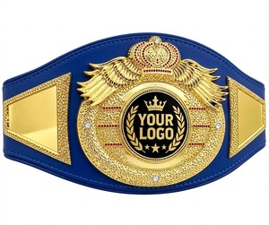 Cinturón de Campeonato de Boxeo Personalizado, Cuero PU Azul, Placa Dorada/Plateada, Cinturón de Campeón de Artes Marciales Unisex, Duradero, para Ganadores - Product Image 3