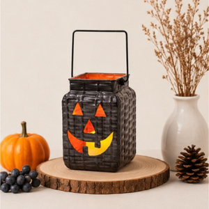 Wholesale Premium Metal Halloween Jack-O-<b>Lantern</b> Set Vintage Orange and Black Crackled Paint Pumpkin <b>Lanterns</b> Home Decor - Product Image 4