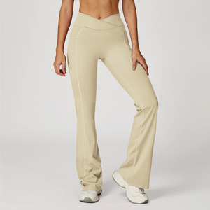 Pantalon évasé taille haute avec poches latérales, respirant, léger, en tricot de spandex et nylon, pantalon décontracté d'été pour homme - Product Image 1