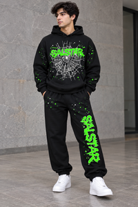 Custom <b>Men</b>’s Black Graphic Hoodie Tracksuit <b>Set</b> Streetwear Pullover Hoodie & Jogger Pants Oversized Urban Casual Sweat Suit - Product Image 3