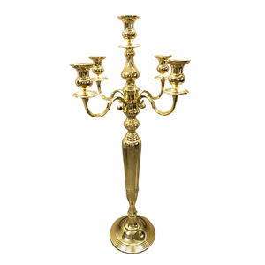 Handmade Gold Shiny Large Candelabra 5-Arms <b>Candle</b> Holder Wedding Centerpiece and Home Decoration Wholesale Price - Product Image 1