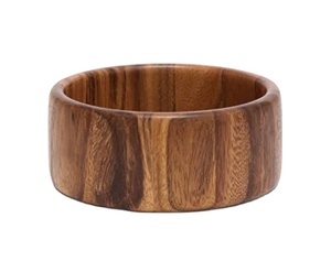 Cuenco redondo de madera de acacia de primera calidad Ideal para ensaladas de frutas y aperitivos Diseño elegante para cenar Cuenco de madera hecho a mano - Product Image 1