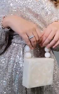 Elegant Resin Clutch <b>Bag</b> with Gold <b>Peacock</b> Knob & Handcrafted Stone Work – Evening Purse for Women - Product Image 3