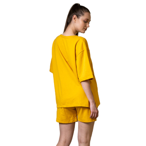 Conjunto de verano nuevo de 2 piezas para mujer, camiseta de manga corta con cuello redondo y pantalones cortos, 100% algodón. - Product Image 1