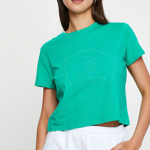 Concevez votre propre haut court pour femme, imperméable, coupe-vent, écologique, à séchage rapide, respirant, couleur unie, col rond, coupe classique - Product Image 3