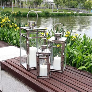 Stainless Steel Square <b>Lantern</b> with Tempered Glass Panels for Home Decoration <b>Outdoor</b> <b>Candle</b> <b>Lantern</b> with Tempered Glass <b>Lantern</b> - Product Image 5