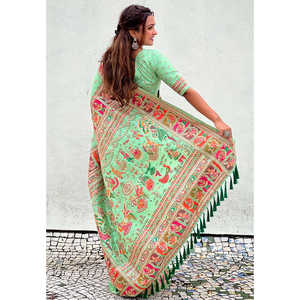 ชุดราตรีผ้าไหมแคชเมียร์พิสตาปาชมินา ปักลายด้วยด้ายซารี แบรนด์อีลิท วีฟส์ - Product Image 2