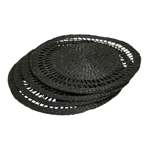 Sets de table ronds en jonc de mer tressé, napperons en paille tissés à la main, sous-plats en fibres naturelles pour la décoration intérieure de style côtier - Product Image 2