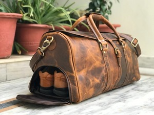 กระเป๋าเดินทางหนังวัวแท้สไตล์เรโทร ขนาดใหญ่ ใส่ของได้เยอะ พกพาสะดวก กระเป๋าถือขึ้นเครื่องบิน ซิปแบบธุรกิจ ทำด้วยมือ - Product Image 4