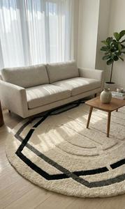 Modern Minimalist Regular Wool Anti-Slip Soft Tufted Abstract Pattern Medium Pile Cotton Canvas Backing Plush Area Rug for - Product Image 5