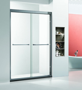 Recinto de ducha de vidrio templado sin marco contemporáneo Puertas correderas dobles para baño Villa o aplicación de esquina de hotel - Product Image 4