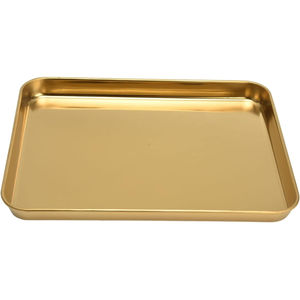 Plateau de service ovale moderne en acier inoxydable avec poignées en anneau, élégant plateau décoratif en métal pour la maison, la cuisine, les dîners et les fêtes - Product Image 3