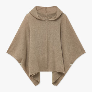 Poncho de Punto para Mujer, Cuello Tipo Bufanda, Color Sólido, Sin Mangas, Estilo Minimalista, Mezcla de Lana y Acrílico, con Botones, para Otoño - Product Image 3