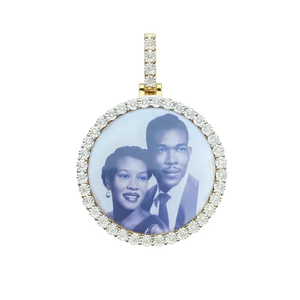 Customized Iced 925 Silver Gold Plated Geometric Tikli Setting Moissanite Photo Pendant Necklace Men's Hip Hop <b>Memory</b> Jewelry - Product Image 1