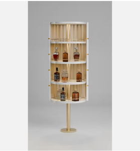 Axis Solid Wood <b>Bar</b> Cabinet Custom Spinning Modern Home <b>Bar</b> Unit with Stainless Steel Handles 5 Plus Compartments - Product Image 2