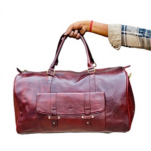 Highly Polished Brilliant Buffalo Genuine Leather Zipper Vintage Lightweight Travel Duffle Bag Large Capacity for Travel Storage - Product Image 1