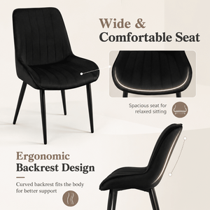 Set di 2 Sedie da Pranzo Moderne in Velluto con Gambe in Metallo, Pieghevoli, per Soggiorno, Camera da Letto, Esterni, Lounge e Caffè - Product Image 6