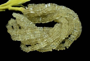 100% Natural Smooth <b>Heishi</b> Square Lemon Quartz Stone <b>Beads</b> for Jewelry Making and Crafts - Product Image 3