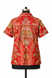 Ensemble de vêtements de nuit pour femmes à imprimé floral tropical, chemise à manches courtes en coton et short, vêtements de détente d'été, pyjama décontracté doux, vêtements de nuit - Product Image 5