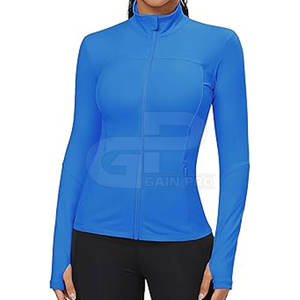 Chaqueta de yoga cómoda para mujer con cremallera, manga larga, ropa deportiva, corte ajustado, secado rápido, transpirable, para correr - Product Image 3