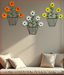 Juego de 3 Adornos Metálicos de Pared con Forma de Flor, Decoración Floral para Colgar en la Pared de la Sala de Estar, Dormitorio y Hogar (Multicolor) - Product Image 3