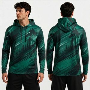 Chemise à manches longues en polyester bleu clair à cristaux de glace avec capuche, protection UV supérieure, séchage rapide, chemises de sport - Product Image 5