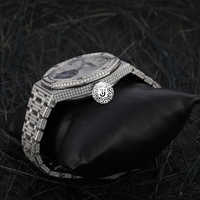 Montre Hip Hop de Luxe en Acier Inoxydable avec Moissanite, Mouvement Mécanique, Résistance à l'Eau 3 ATM, Montre Tendance Premium pour Style Urbain