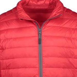 Chaqueta Acolchada Roja para Hombre con Cuello Alto, Cierre de Cremallera, Color Sólido, Ropa Exterior Casual de Invierno, Relleno de Poliéster, Corte Regular - Product Image 2