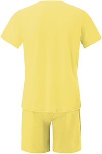 Conjunto de Dos Piezas de Camiseta Deportiva de Punto Informal para Hombre, Cuello Redondo Corto a la Moda, Impresión de Logotipo Personalizado, Color Sólido - Product Image 3