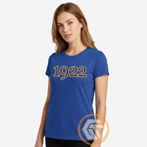 เสื้อยืดคอกลมสีน้ำเงินรอยัลสำหรับผู้หญิง รุ่นปี 1922 ทรงปกติ สวมใส่สบาย แขนสั้น ผ้าฝ้ายเจอร์ซีย์ 100% ระบายอากาศได้ดี เป็นมิตรต่อสิ่งแวดล้อม แห้งเร็ว - Product Image 2