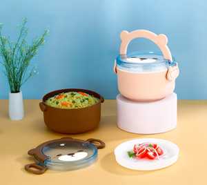 Modern 1 L Animal Design Eco Friendly BPA Free Plastic Bento Lunch Box Leak Proof Lid Foldable Dishwasher Microwave Safe - Product Image 3