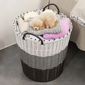 Cesta de almacenamiento de PP tejida a mano-Bolsa de lavandería de mimbre para ropa, uso doméstico y hotelero, maceta para plantas verdes - Product Image 2