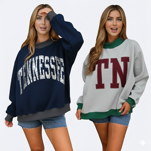 Sweat-shirt oversize à col rond et épaules tombantes pour femme, style streetwear hiver, avec sequins sur le devant, 100% coton molletonné - Product Image 1