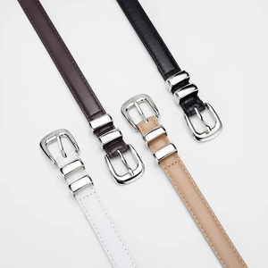เข็มขัดหนังวัวสีดำพร้อมหัวเข็มขัดเงินทรงสี่เหลี่ยมสไตล์ลำลอง - Product Image 2