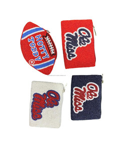 Pochette perlée faite à la main avec fermeture éclair, en forme de ballon de football, sac de soirée mignon et coloré, porte-monnaie de fête - Product Image 1