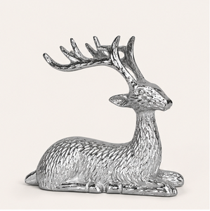 Elegant Metal Reindeer Sculpture Polished Silver Deer Figurine For Winter Festive Christmas Decorations Luxury <b>Hand</b>-<b>Cast</b> Animals - Product Image 5