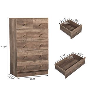 Armoire à tiroirs R279 9 en panneaux de particules gris avec 4+2 tiroirs et poignées dorées mates, 66*40*111cm, finition mélamine texturée, armoires de classement - Product Image 5