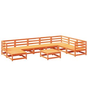 Set Divano da Giardino in Legno di Pino Massiccio Marrone Cerato a 9 Pezzi - Product Image 2