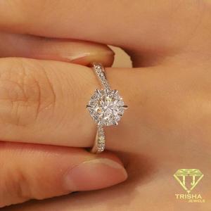 Classic Round Cut Moissanite Diamond <b>Ring</b> 925 Sterling <b>Silver</b> Elegant <b>Solitaire</b> Wedding Jewelry For Women - Product Image 4
