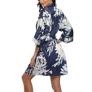 Wholesale Plain Satin <b>Robes</b> Women Silk Kimono Bathrobe Bridal Bridesmaid Wedding Sleepwear Custom Logo OEM - Product Image 4