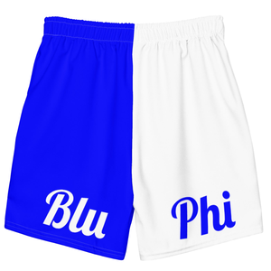 1914 Phi Beta Sigma Split Color Swim <b>Trunks</b> Blue White <b>Mens</b> Greek Letter Swim Shorts Quick Dry Athletic Fit Summer Apparel - Product Image 2