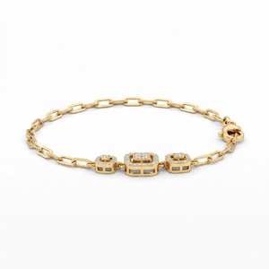 Unisex 9K Solid Gold Lab Grown Round Cut Diamonds IGI Certified Signature Style Everyday Wear <b>Bracelet</b> with 31 Diamonds - Product Image 2