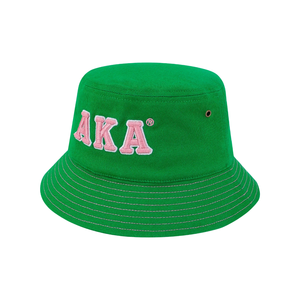 AKA หมวกบักเก็ตสีเขียว หมวกผ้าฝ้ายปักตัวอักษรสีชมพู ปรับได้ แฟชั่นลำลอง สตรีทแวร์กลางแจ้ง หมวกป้องกันแสงแดด - Product Image 2