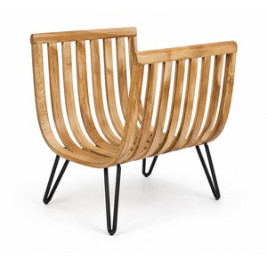 Aqdus Saleem Copenhagen Porte-revues en bois de manguier courbé, style Mid-Century Modern, avec pieds en chevrons, pour rangement de salon, vente en gros - Product Image 1