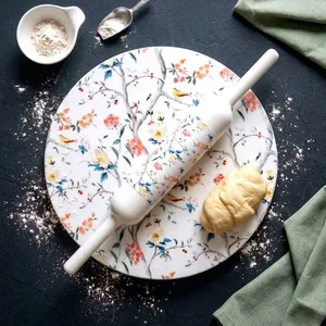 Juego de Chakla Belan de Mármol Floral |   Tabla de amasar de mármol impresa con rodillo a juego |   Preparación de la masa para Roti, Chapati, Paratha y Puri - Product Image 4
