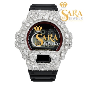 Reloj de Pulsera de Acero Inoxidable con Diamantes de Moissanita de Primera Calidad, Correa de Goma, Diseño Moderno, Disponible para Exportación - Product Image 1