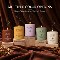 Bougie aromatique en verre à la cire de soja artisanale LANJO, parfumée, avec boîte cadeau personnalisée pour la décoration de la maison, cadeau votif pour les anniversaires et les fêtes