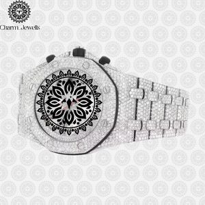 Charm Jewells Montre de luxe pour homme en acier inoxydable, cadran analogique de 40 mm, mouvement mécanique en verre, résistante à l'eau 10 bars, date automatique - Product Image 3